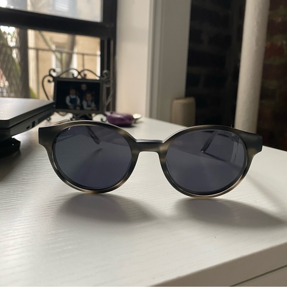Bottega Veneta black circular sunglasses